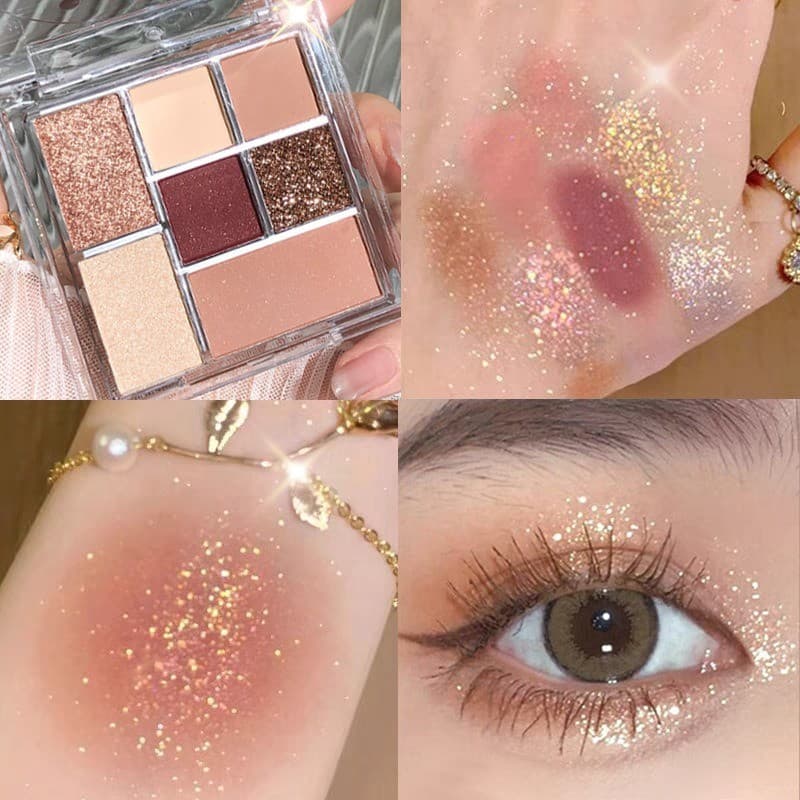 Paleta de sombras transparentes de sete cores, terra, leite, chá, cor perolada, fosca, paleta de maquiagem diária