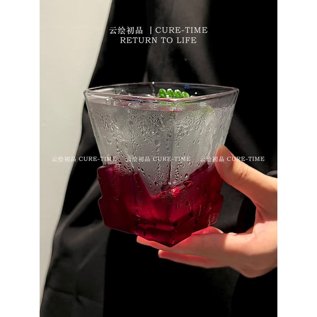 Rosa vermelho uísque vidro cubo de gelo vidro de vinho água potável feminino vidro de água de alto valor high-end nicho