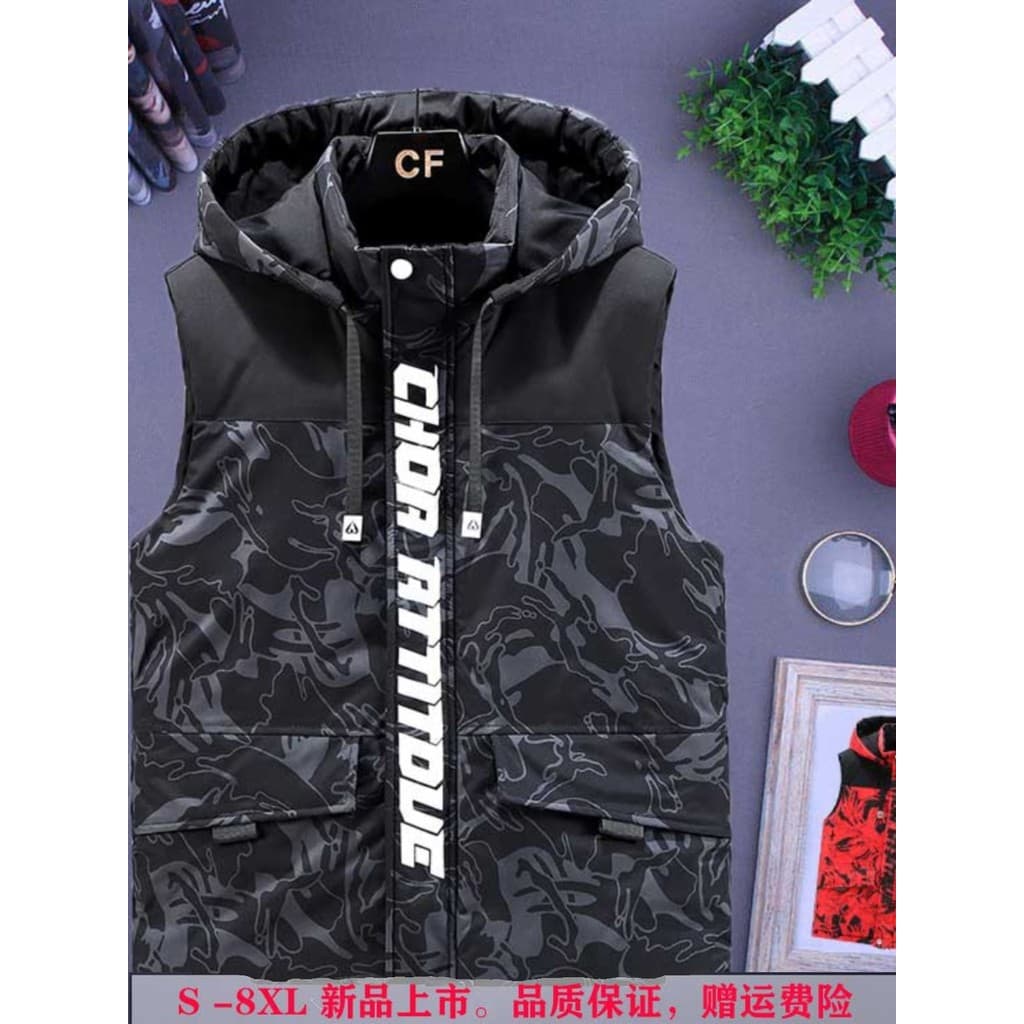Outono inverno para baixo colete de algodão menino versão coreana na moda tamanho grande adolescente camuflagem colete c