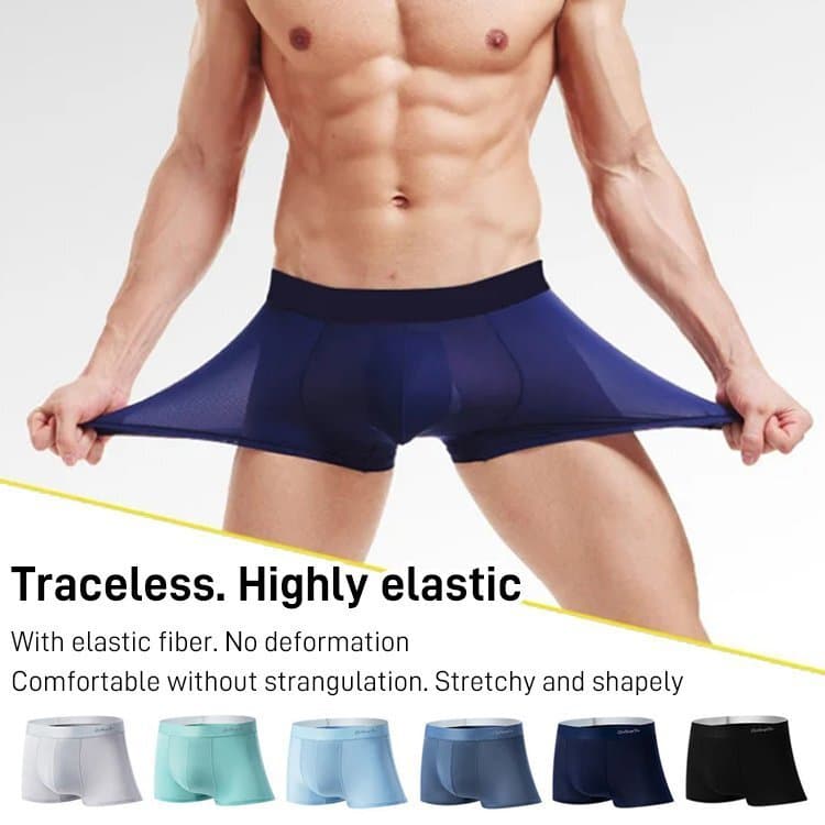 [Respirável Para Verão] Quần lót siêu mỏng kháng khuẩn bằng lụa băng mùa hè Boxer/Ice Silk/Homem