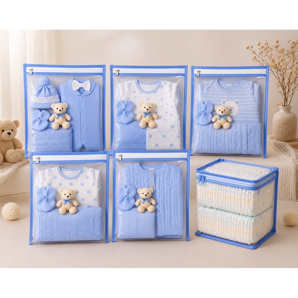 5 Saquinhos Maternidade Multiuso + 1 Porta Fralda Organizador Necessaire