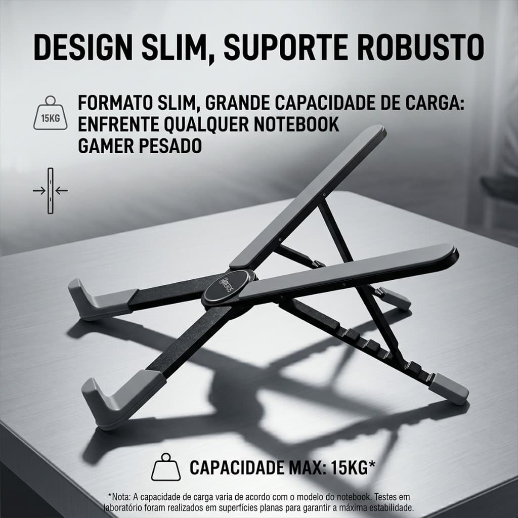 Suporte de mesa para notebook design minimalista melhora postura cervical em expedientes de trabalho