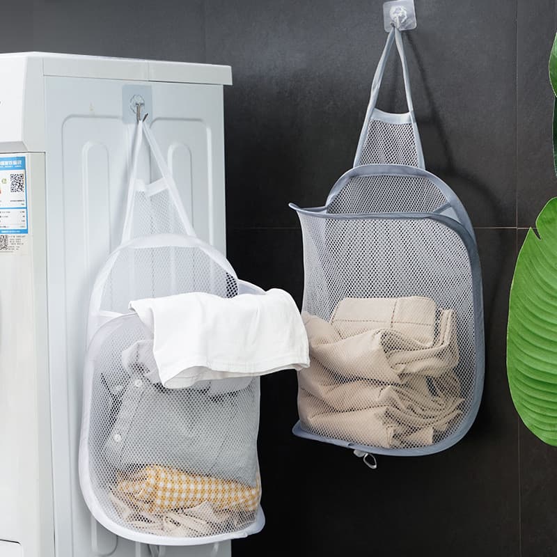 [Estoque pronto] Cesto de roupas sujas para dormitório montado na parede Bolsa para roupas sujas Cesto de roupas dobráve