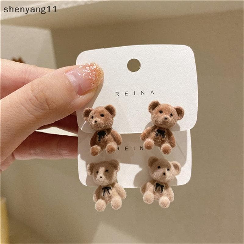 shen Bonito Floing Coelho De Pelúcia Urso Brincos Meninas Kawaii Animal Joias yang