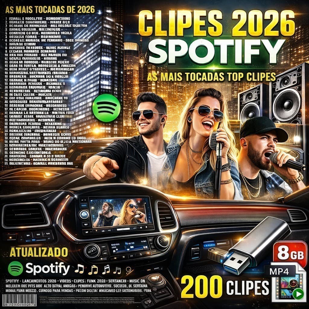 Pendrive Clipes Em Alta 2026 | 200 Clipe MP4 | 8GB | As Mais Tocadas | Som Automotivo