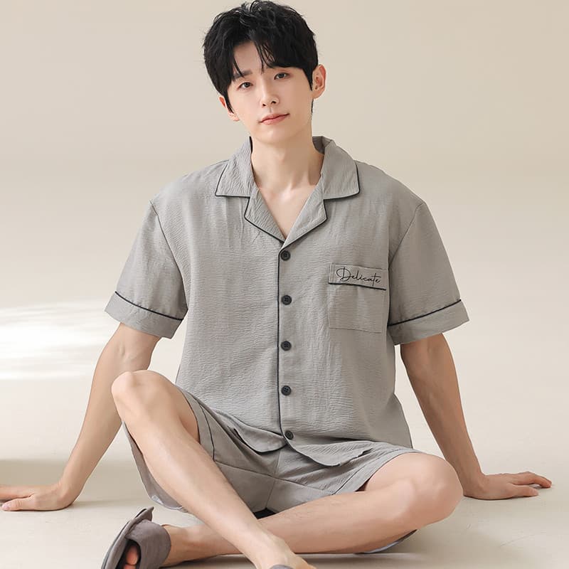 Pijamas masculinos 2025 novo estilo verão nuvem algodão manga curta estilo fino Plus Size meninos podem usar fora ternos