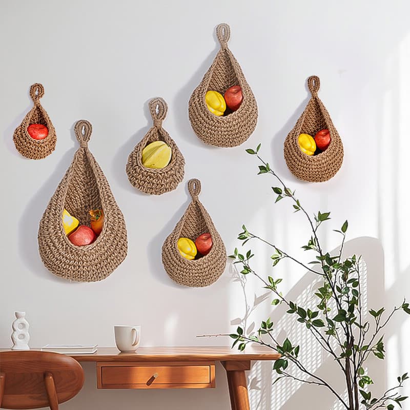 [Feito à Mão com Cuidado] Bolsa de Red Tejida a Mano para Almacenamiento en Pared Organizador Suspenso/Algodão/Natural