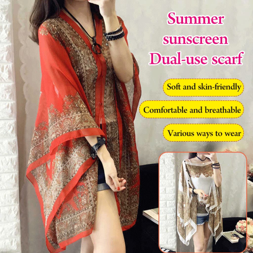 [Dois em Um] Lightweight 2-in-1 Summer Scarf For Women Men - Cachecol de Verão/Cachecol UV/Cachecol de Moda