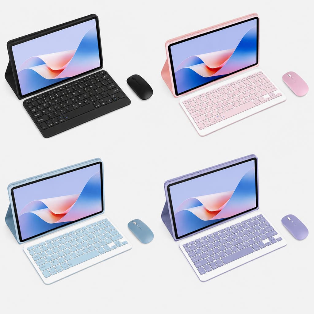 Conjunto Teclado Bluetooth ABNT2 c/ Ç, Mouse Recarregável e Capa Antichoque para Samsung Tab S10 FE Plus 13.1" 2025
