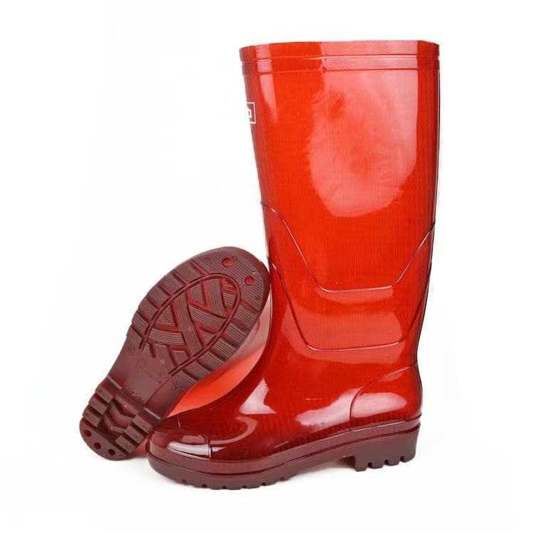 Botas de chuva marrons de cano alto Warrior/Pull Back impermeáveis antiderrapantes sem forro resistentes ao desgaste sap