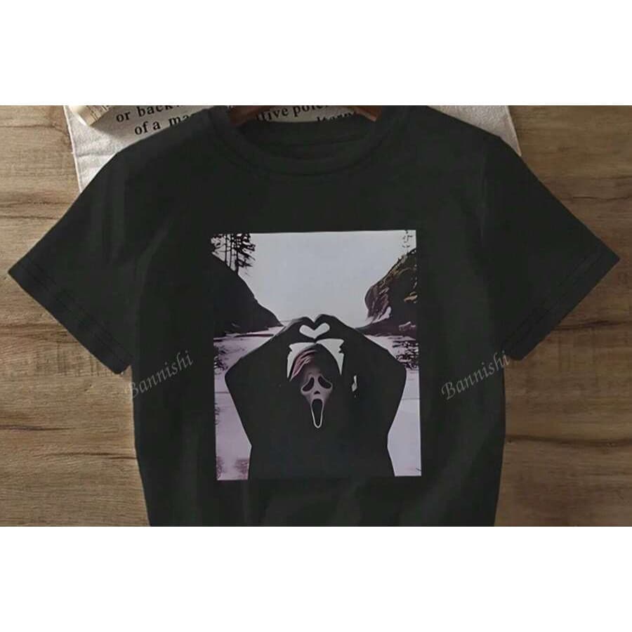 Camiseta Algodão camisa unissex Básica com Estampa terror panico