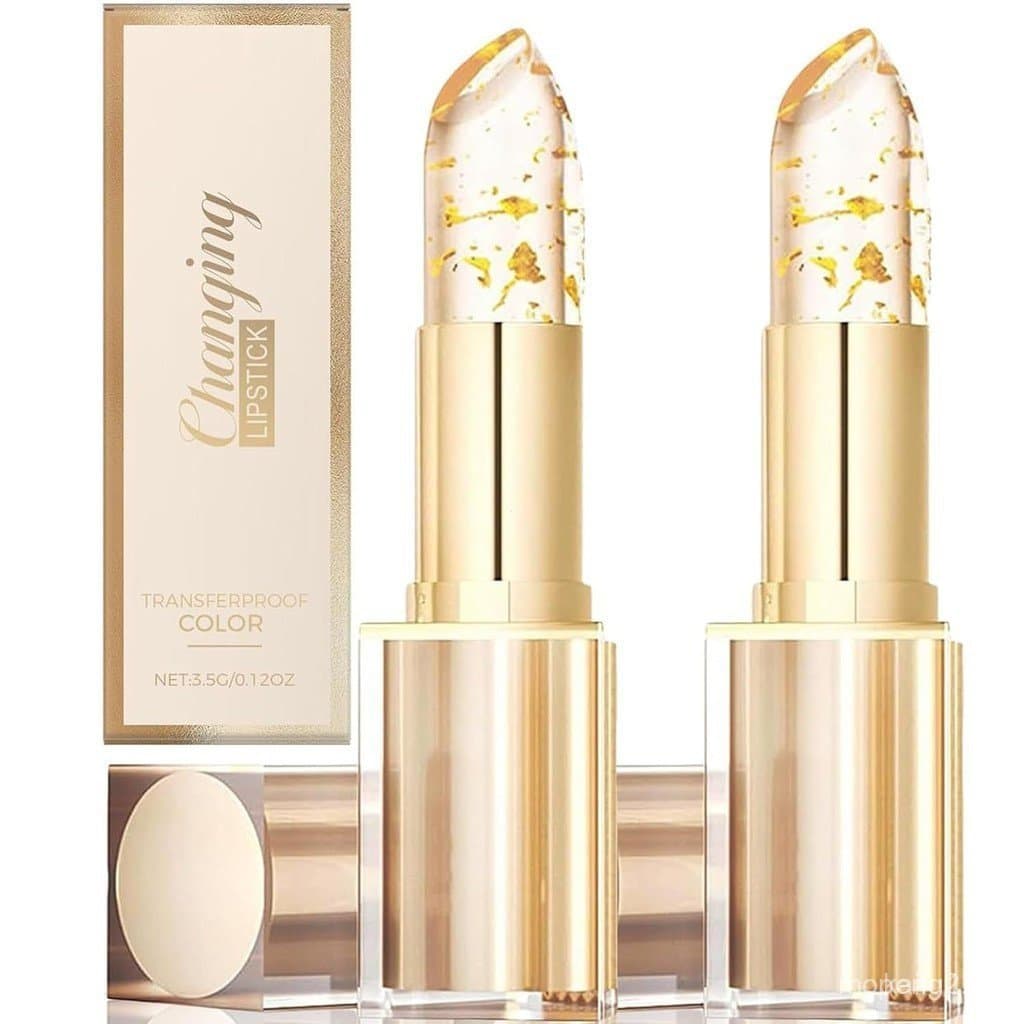 Lo 3S3N, conjunto de 2 batons anti-manchas que mudam de cor, batom de cristal dourado que muda de cor, brilho labial hid