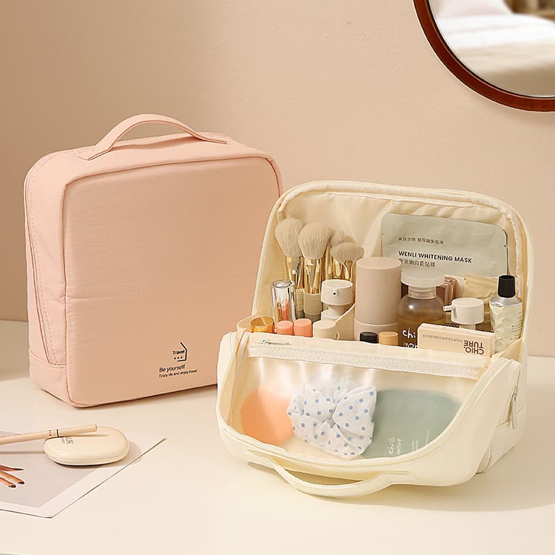 Grande bolsa cosmética Vertical de Nylon, divisória para viagem, produtos de higiene pessoal, bolsa organizadora portáti