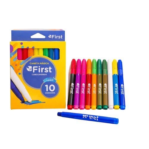 Conjunto Canetinhas Hidrográficas Laváveis 10 Cores Para Desenho Escolar Arte Colorido