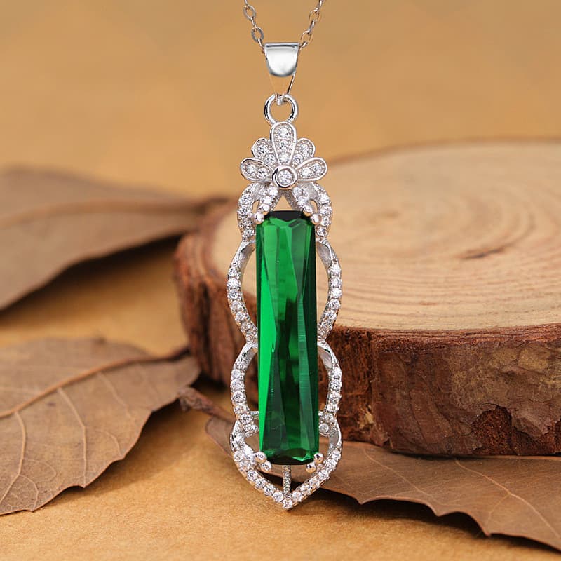 Jovem banhado S925 prata colorida turmalina esmeralda sem matéria pingente moda elegante rubi colar feminino