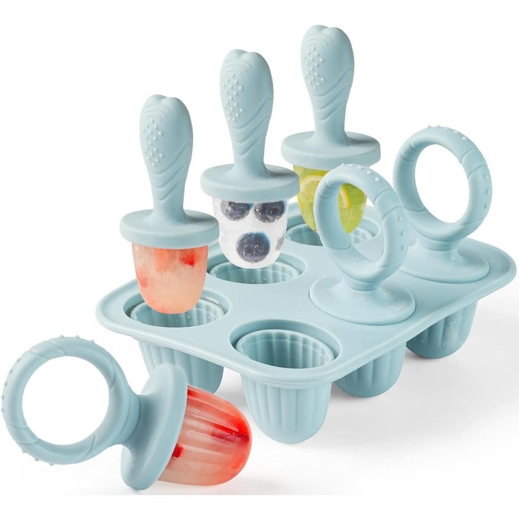 Molde de Silicone para Picolé de Bebê, Jrisbo Mini Molde de Sorvete DIY para Crianças com 6 Cavidades e Palitos para Suc