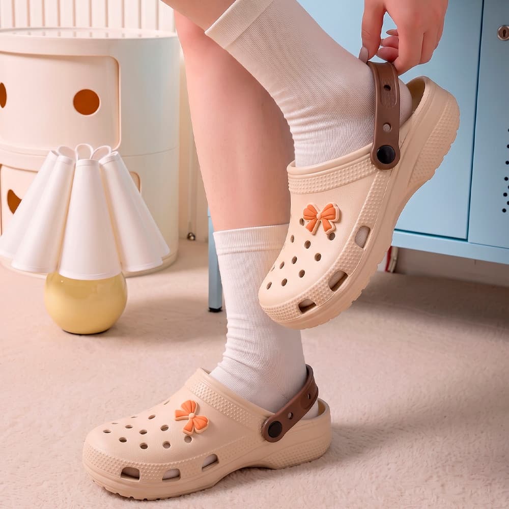 Babuche Lolita com Laço Clog Feminino Boneca Super Fofo e Confortável Antiderrapante BP