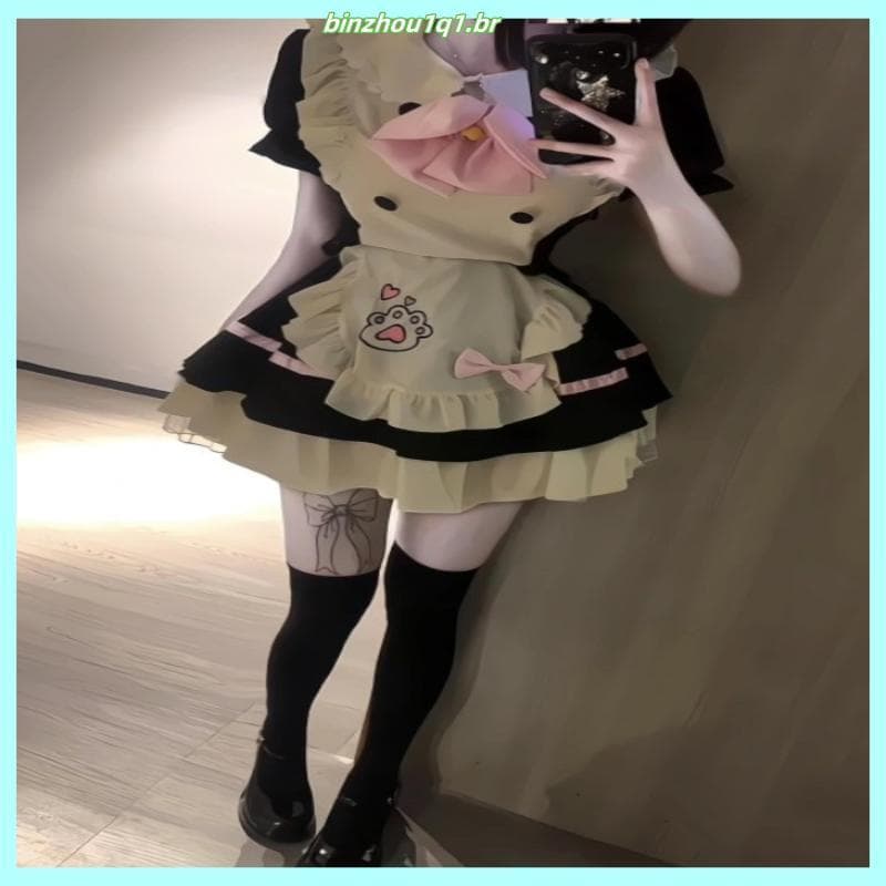 Traje de empregada cos bonito estudante menina chefe vestido lolita terno lolita terno Plus Size cosplay roupas feminina
