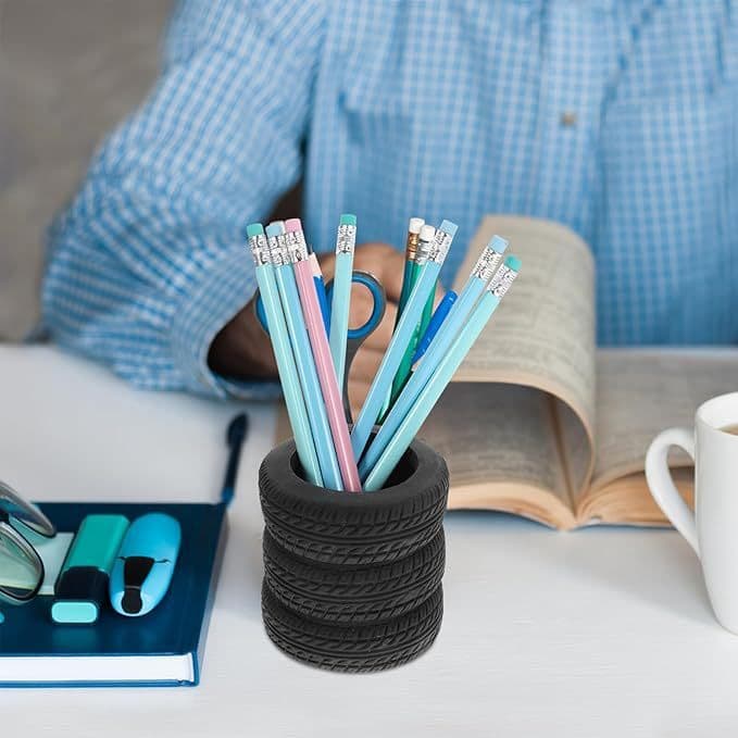 Porta-Canetas Criativo em Forma de Pneu para Estudantes, Organizador de Mesa Multifuncional, Ornamento Decorativo Único