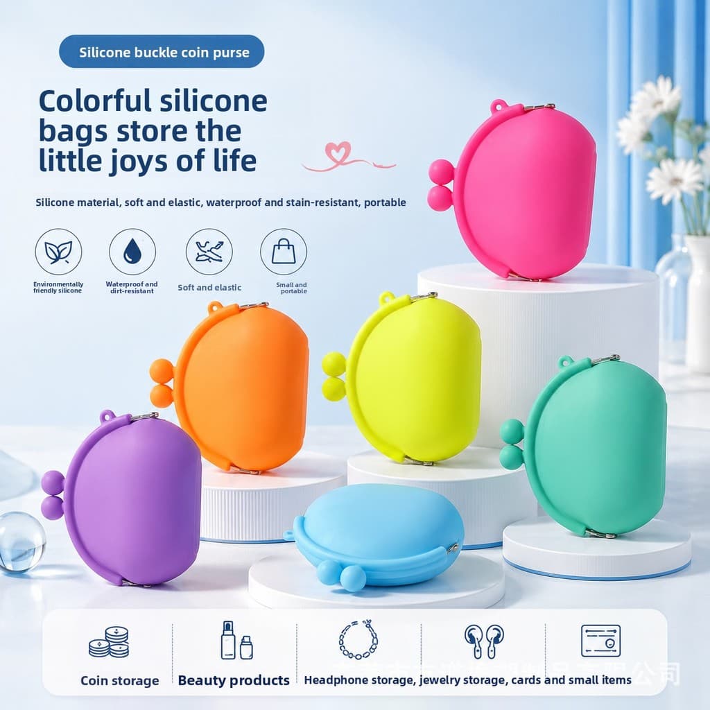 Fivela de silicone bolsa de moedas pequeno saco de armazenamento de jóias cosméticas saco de armazenamento de cabo de fo