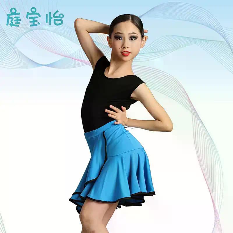 [WDF] Camiseta feminina sem mangas com tecido elástico alto para Performance de dança, saia curta, terno de duas peças