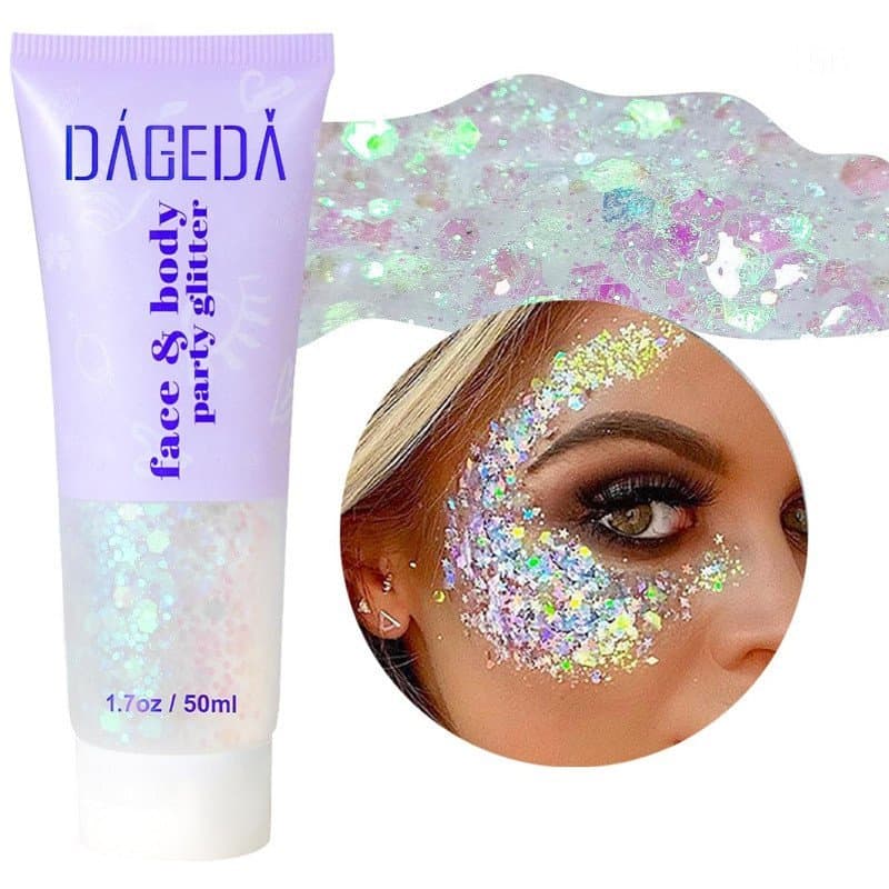 DAGEDA Gel de Glitter Corporal, Gel de Glitter Facial e Corporal com Lantejoulas, Sombra Líquida Brilhante, Glitter Gros