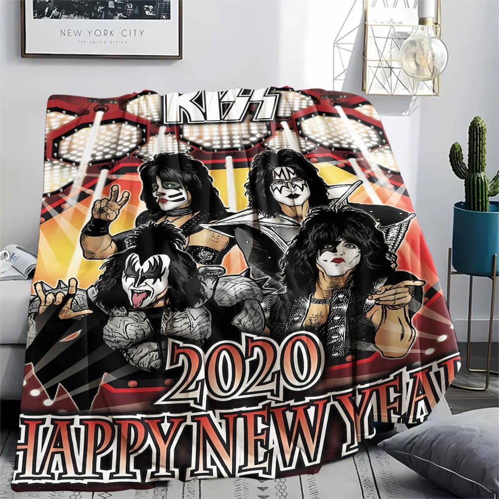 kiss rock band Impressão Cobertor Decoração De Casa Sala Estar Quarto Cama Macio Presente Aniversário