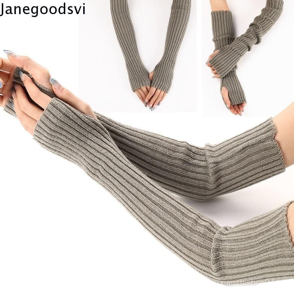 JANEGOODSVI Luvas De Malha , Mangas Falsas , Aquecedores De Braço , Pulso Longas Anime Sem Dedos De 52 Cm