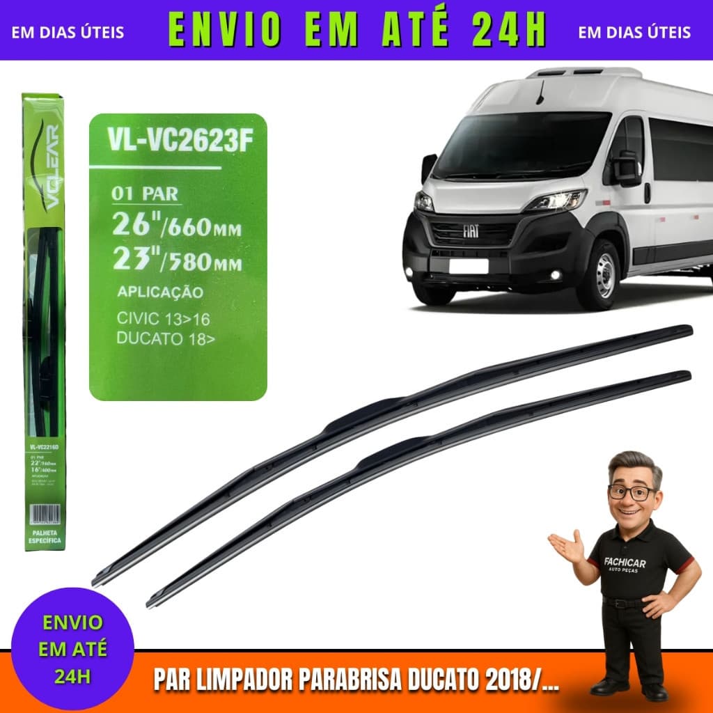 Par Palheta limpador Parabrisa Fiat Ducato 2018/...