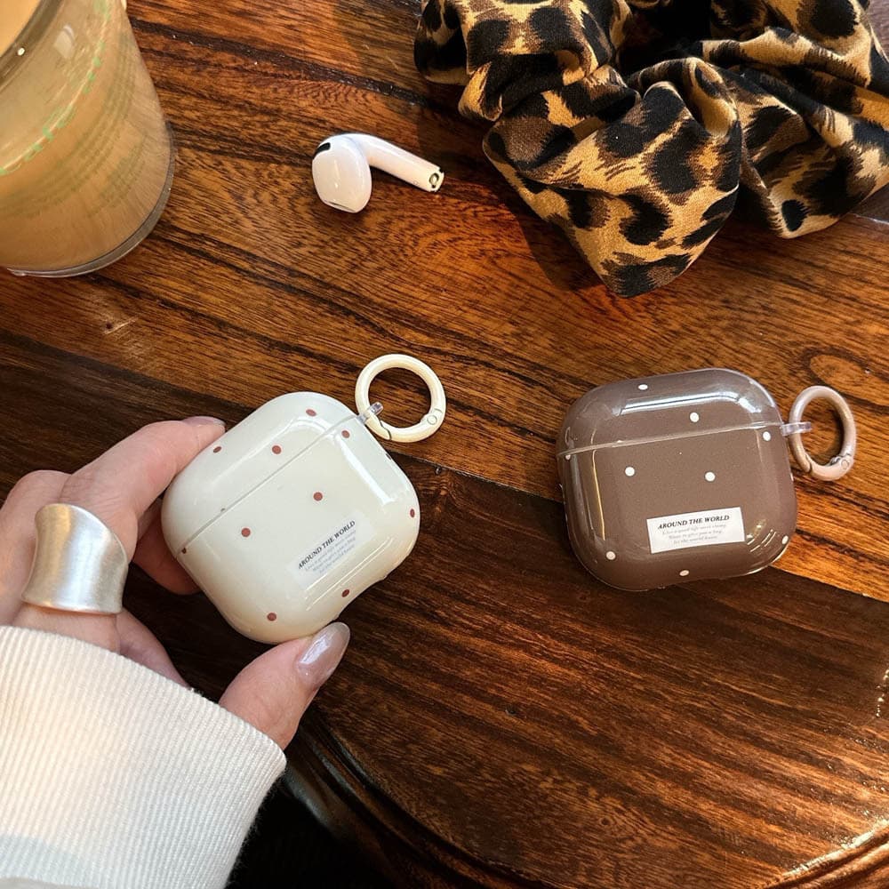 Capa para fones de ouvido à prova de choque com padrão simples de bolinhas de café, adequada para Apple Airpods 1, 2, Pr