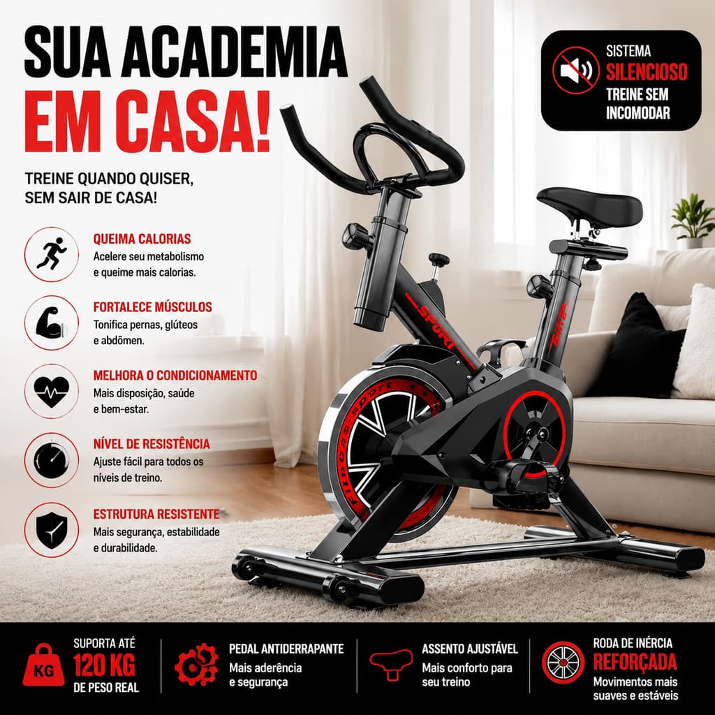 Promoção Lote Bike Spinning Comercial Para Salões De Ginástica Estrutura Reforçada Suporta 120kg Aulas Coletivas
