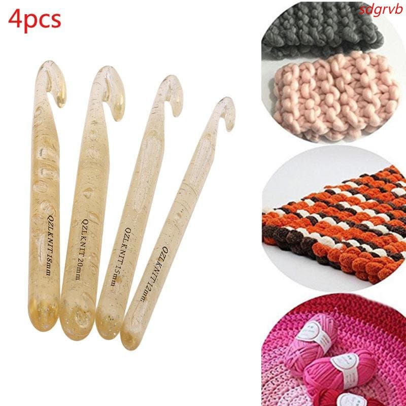 Conjunto de 4 peças de acessórios grandes de plástico para agulhas de crochê