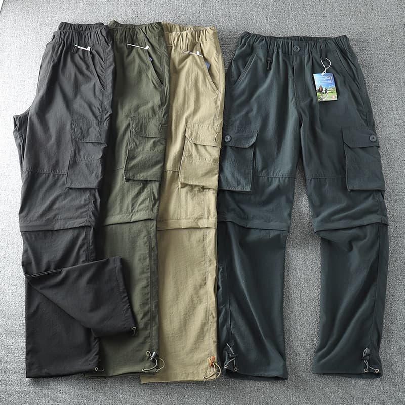 Calças masculinas destacáveis de secagem rápida, Shorts soltos, retos, com vários bolsos, para atividades ao ar livre, v
