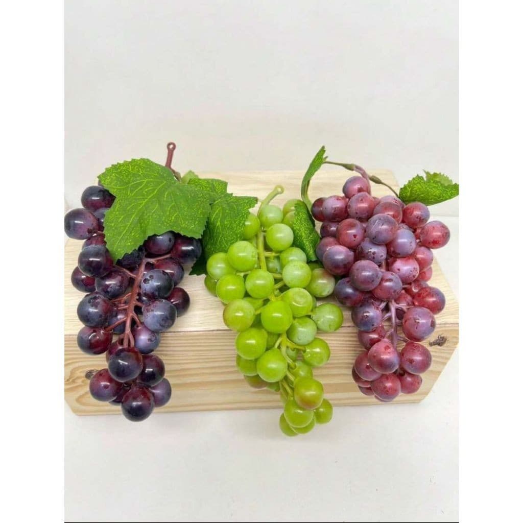KIT 2 Uvas Verde Roxa Artificial Decoração Mesas Fruta Falsas Enfeite
