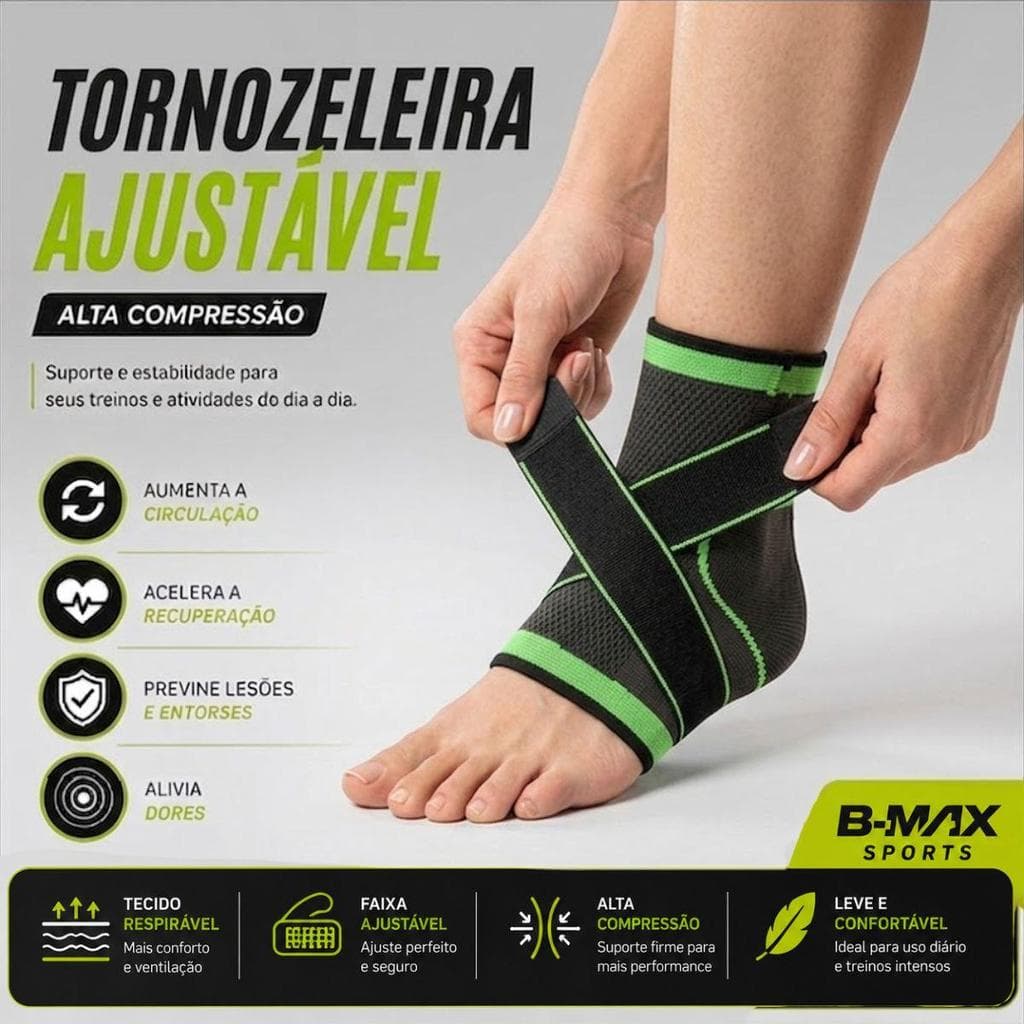 Tornozeleira de Compressão Ajustável Suporte Ortopédico Anti Torção Entorse Estabilizador para Academia Corrida Futebol