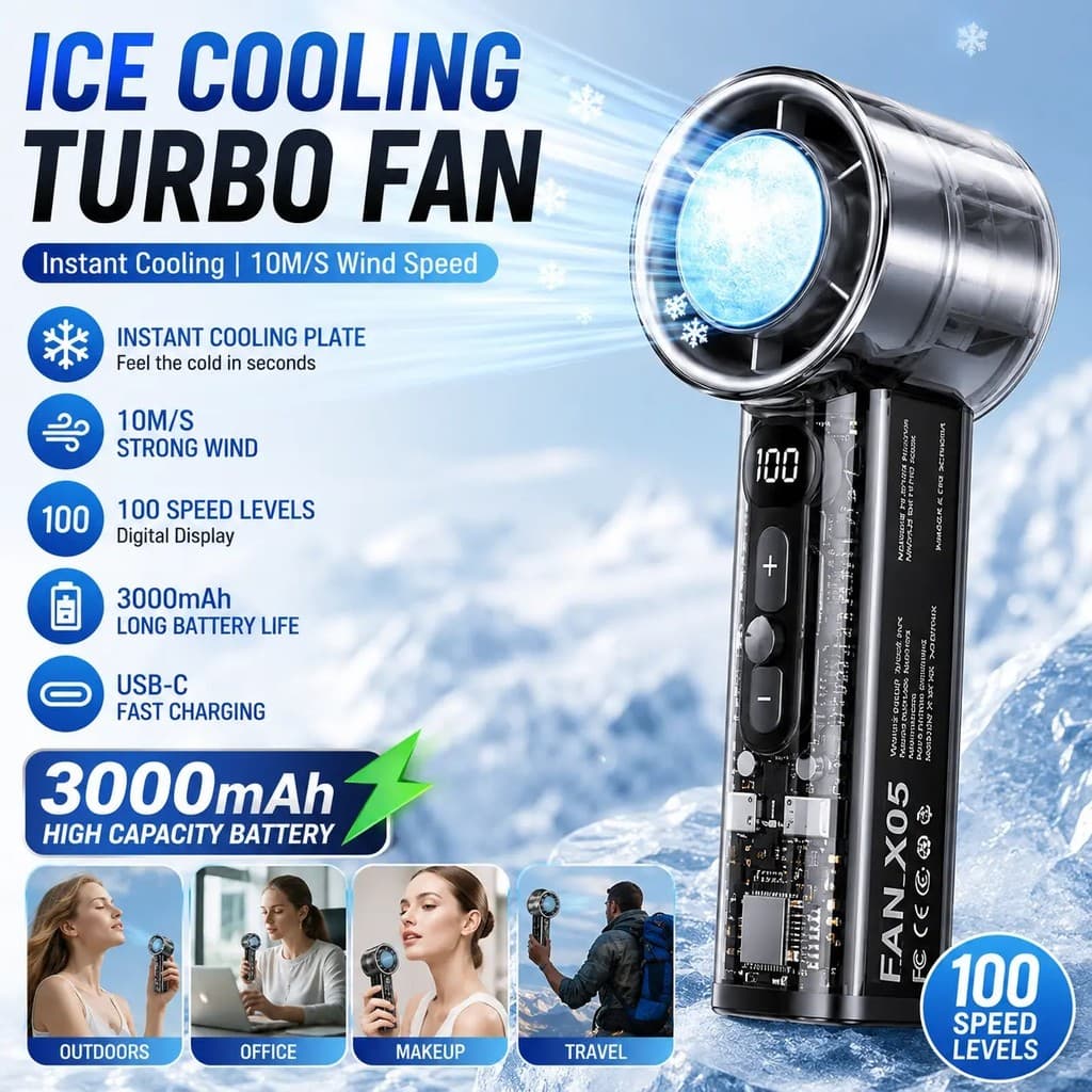 Ventilador turbo portátil 2026, de resfriamento turbo, de resfriamento, Mini ventilador, ventilado