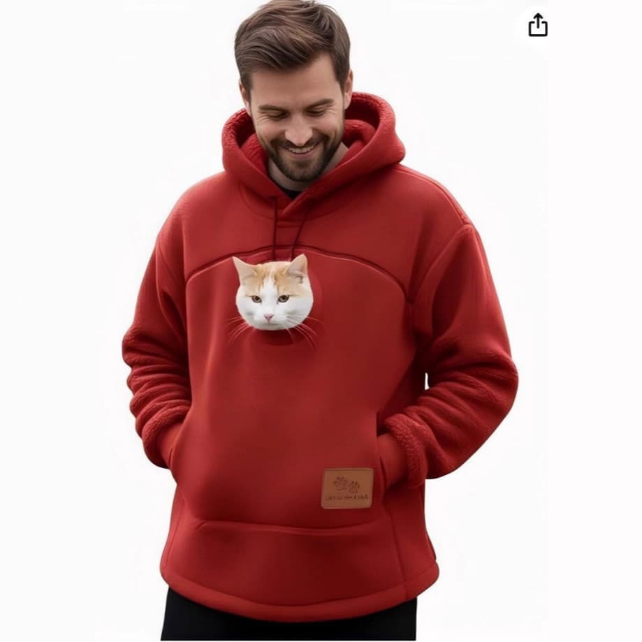 Masculino E Feminino Bolsa Para Animais De Estimação Moletom Quente De Lã Com Bolso Transporte De Gatos &
