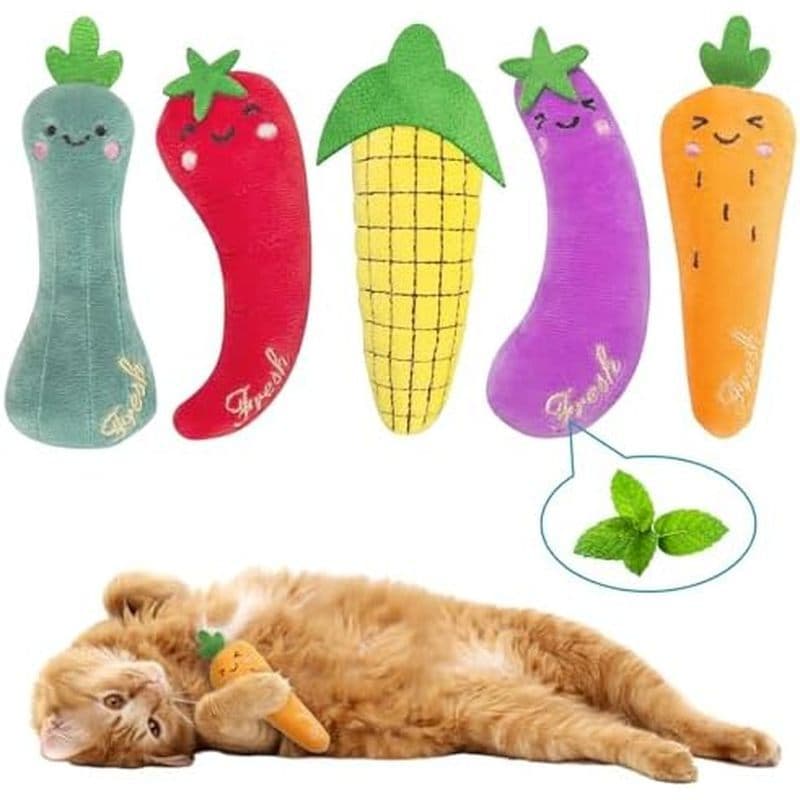 Brinquedo Para Gatos Em Formato De Vegetais Bestac Catnip-Preenchido Com Erva De Gato Conforto , Resistente A Mordidas ,