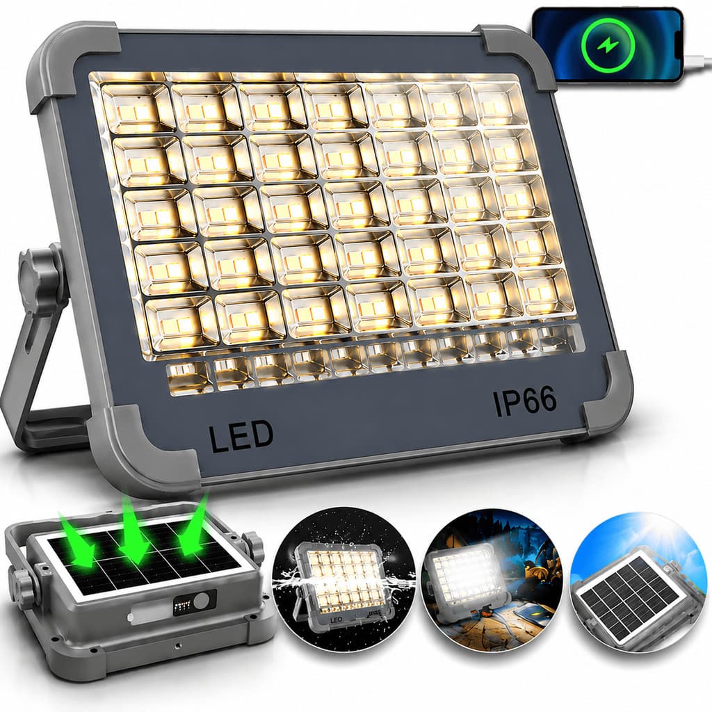 Refletor Solar LED 48 Leds SMD IP66 À Prova Dágua Painel Solar Bateria Alta Capacidade Iluminação Externa Parede Forte