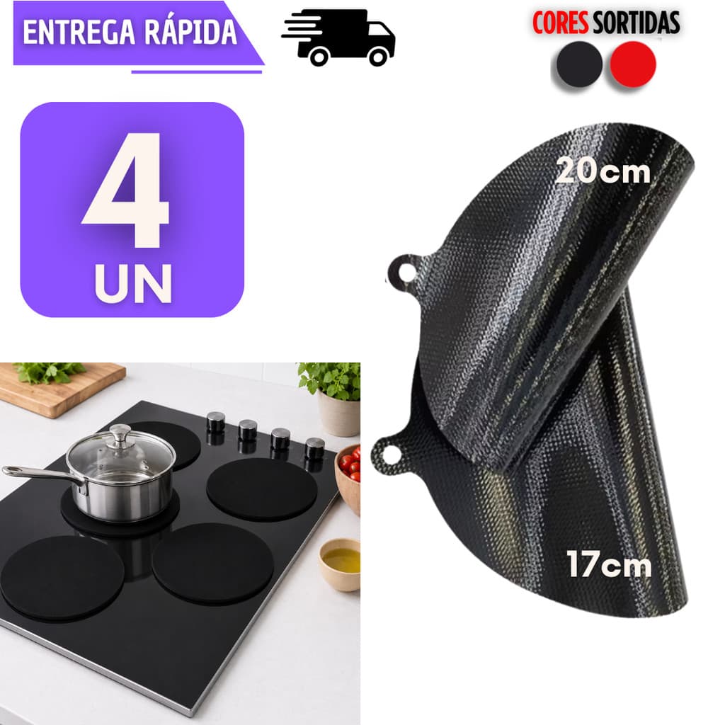 Jogo 4 Protetor De Fogão De Indução Cooktop Silicone 7cm 9cm Protege Anti Risco Almofada Tapete Antiderrapante