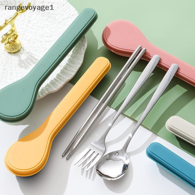 [rangevoyage1] Conjunto De Talheres De Quatro Peças Com Caixa De Aço Inoxidável Coreanos Colher Garfo Pauzinhos Formato