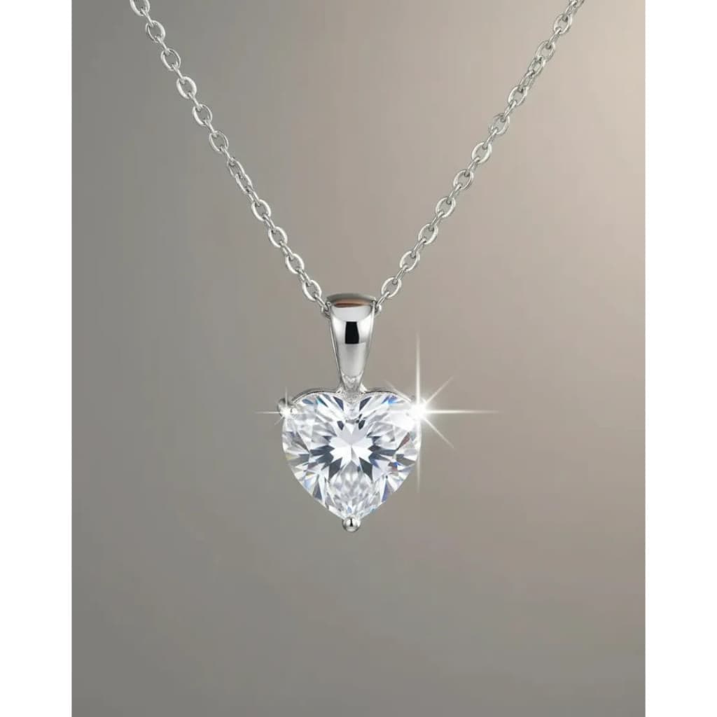 Colar Feminino Ponto De Luz Coração Zircônia Aço Inox