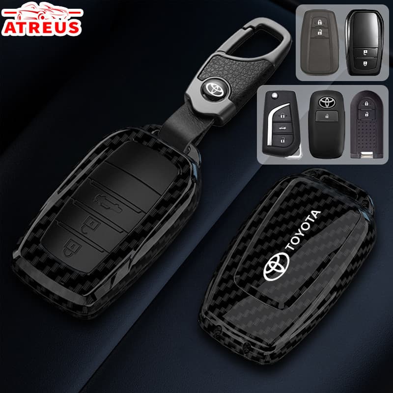 Capa de chave de carro em fibra de carbono Toyota, capa completa para chave de carro, adequada para Corolla Cross Hilux