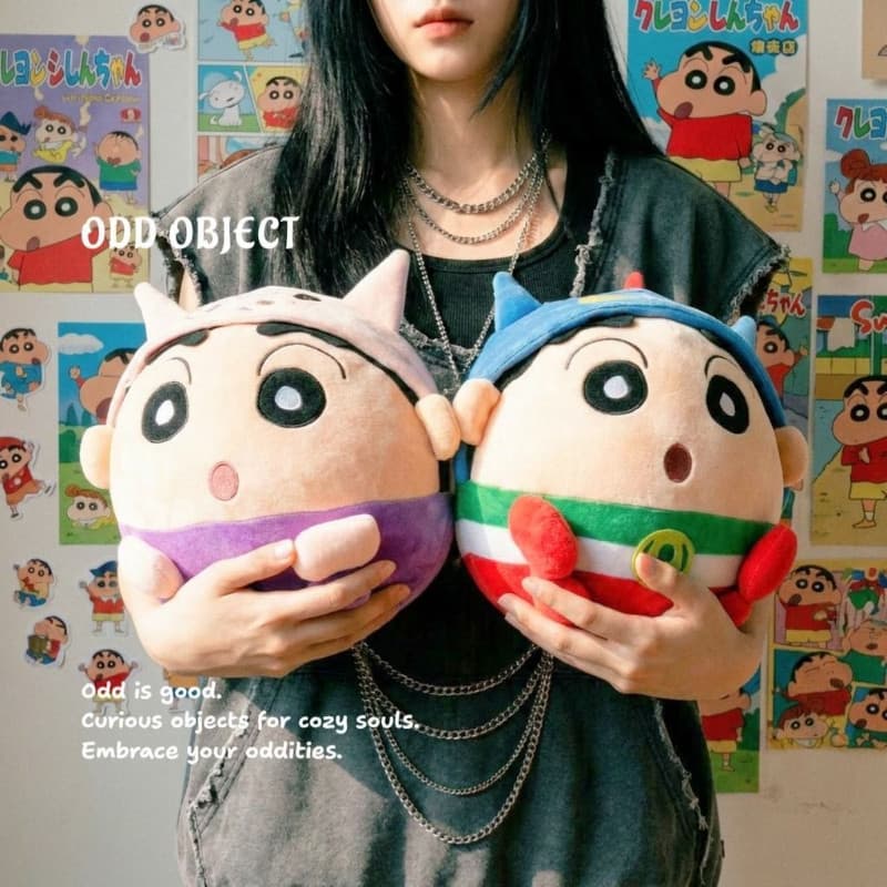 Almofada Redonda do Crayon Shin-chan, Brinquedo de Pelúcia Divertido e Fofo do Super-Herói Shin-chan, Companheiro de Son
