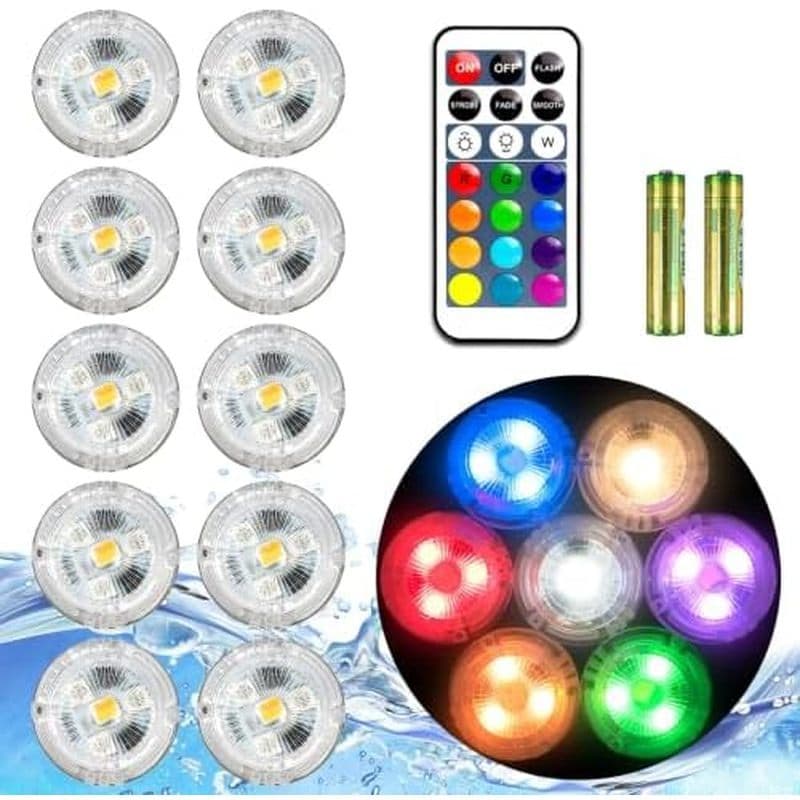 HL Mini Luzes LED Submersíveis Com Controle Remoto E Pequena Luz De Chá Subaquática | IP68 À Prova D'água , 13 Cores , O