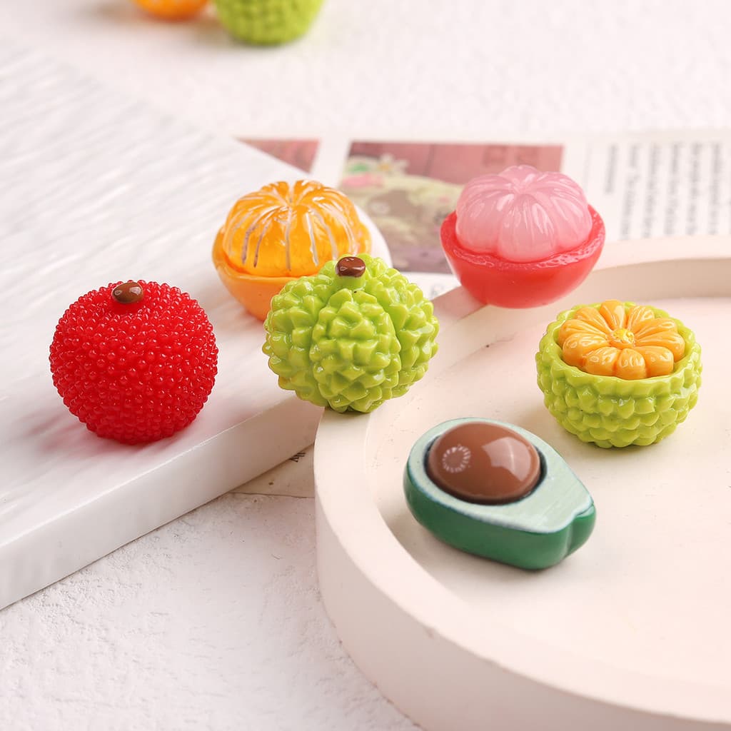 2 peças de acessórios de resina DIY com desenhos de frutas em 3D, 6 estilos para clipes de cabelo feitos à mão, capas de