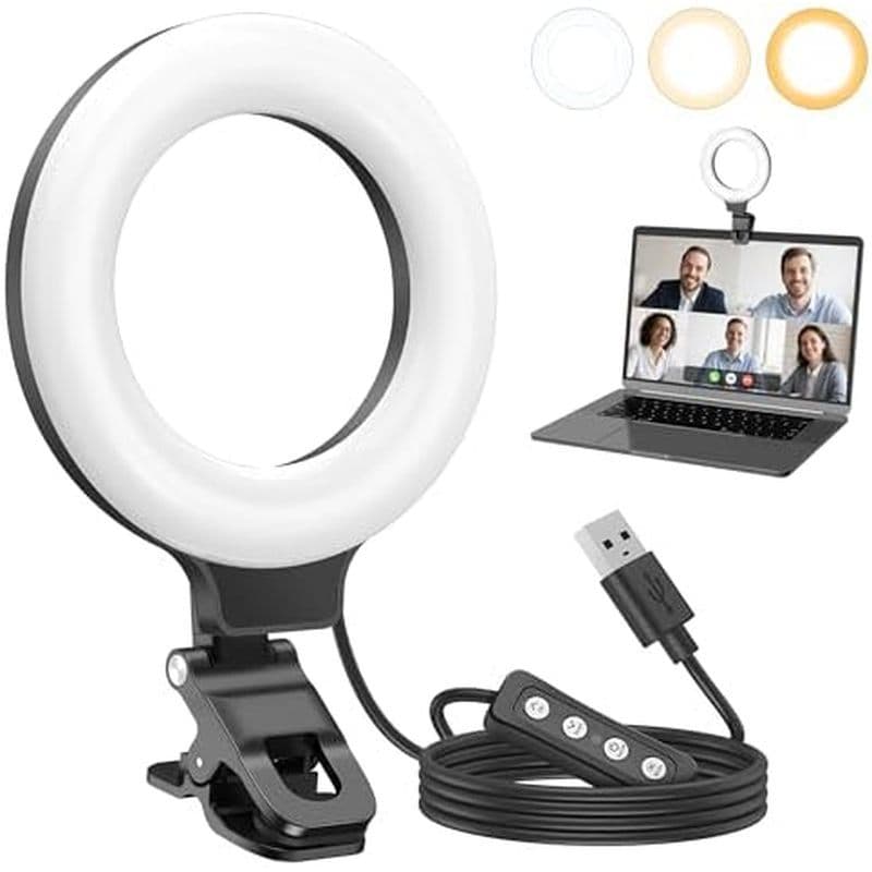 Ring Light Anel De Luz Anautin Para Iluminação De Videoconferência , 360 ° LED Ajustável E Portátil Monitor , Laptop & a