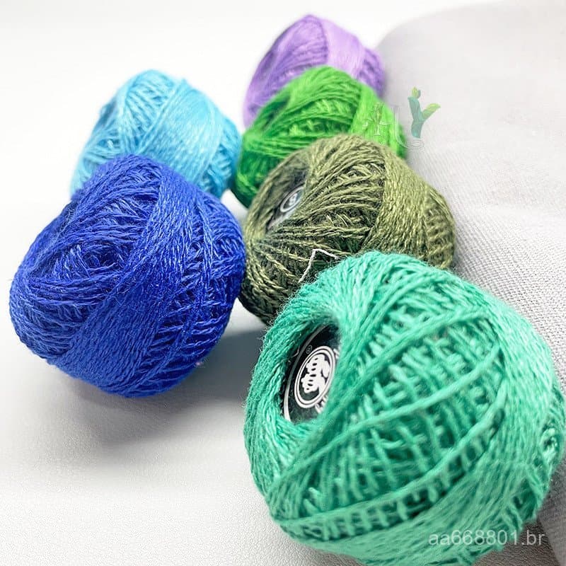Fio de renda nº 8, fio de bordado em bola feito à mão com agulha única, micro agulha, fio de algodão para crochê DIY, te