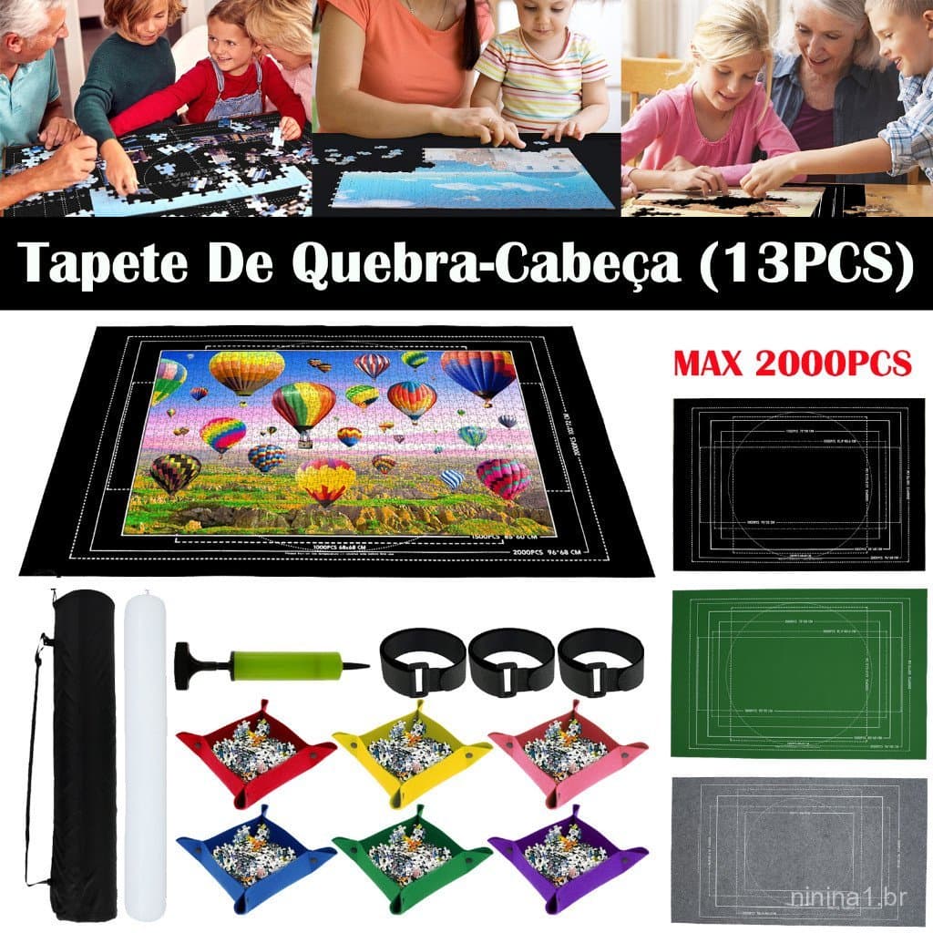Porta Puzzle Até 2000 Peças Tapete De Quebra-Cabeça Mantenha Limpo E Organizado Roll Up Puzzle Pad Com Fundo Antiderrapa