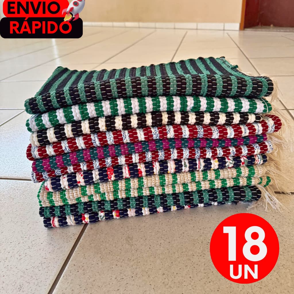 Tapetes 45x75 Tear Artesanal em Material Sustentável Colorido Para Cozinha Quarto e Entrada 18 Unidades